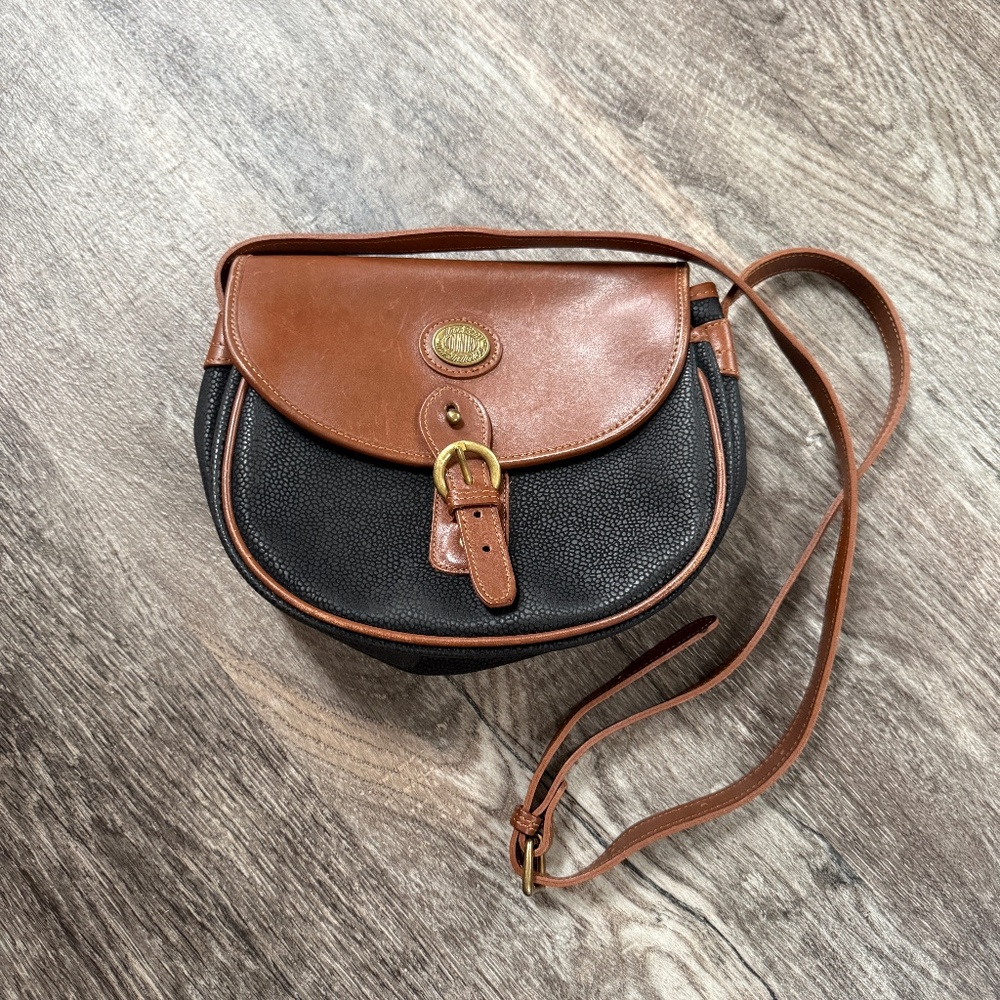 Vintage Mark Cross Country Black & Brown Leather Bag USA